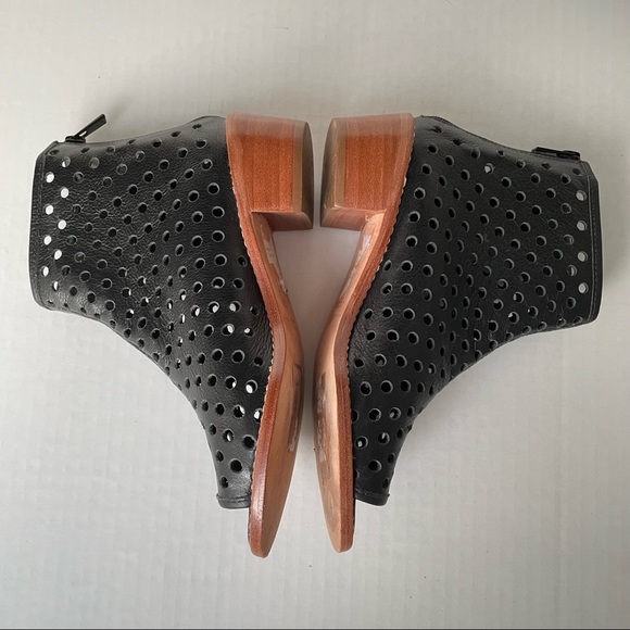 Loeffler Randall Ione Black Laser Cut Perforated Open Toe Ankle Bootie size 7 - Picture 6 of 12